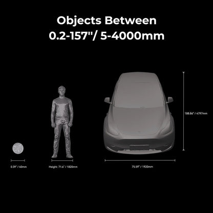 Creality Raptor Pro scan comparison showing before and after mesh cleanup with AI-assisted hole filling and smoothing