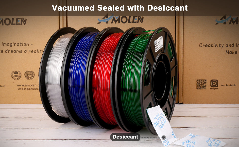 AMOLEN PETG Transparent filament FDM 3D printer compatibility overview