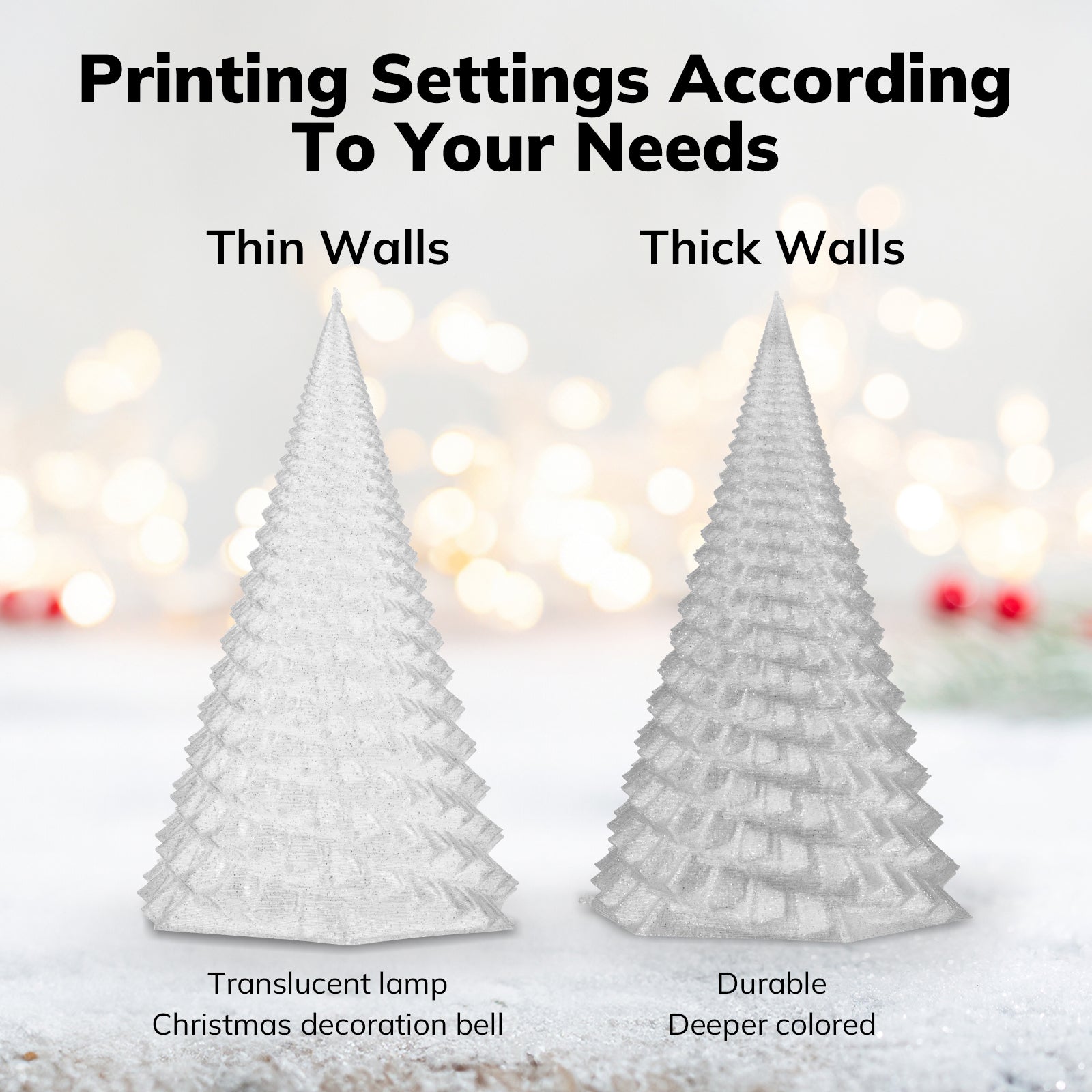 Amolen PLA Shiny Glitter – glitter particle detail on printed surface close-up