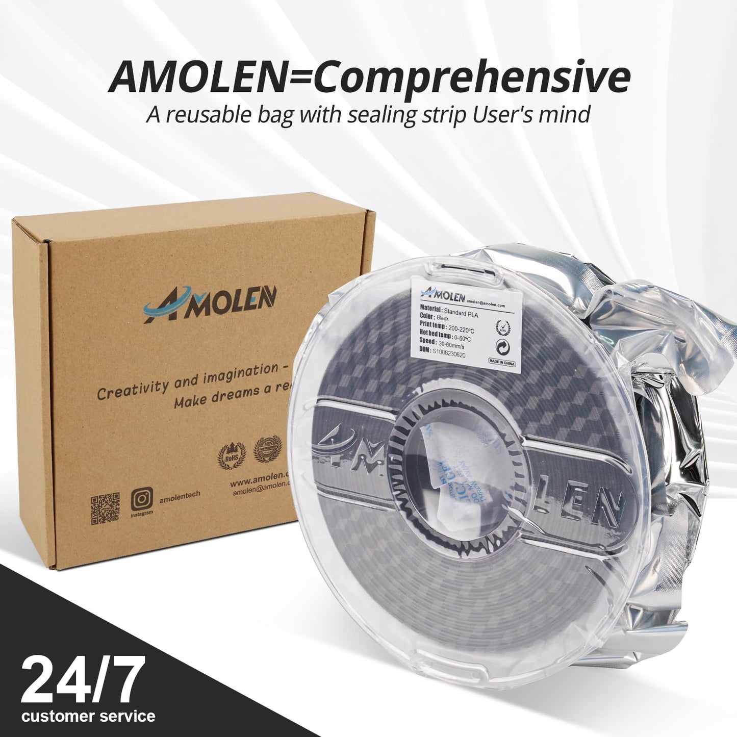 AMOLEN PETG Basic filament — tangle-free, clog-free performance