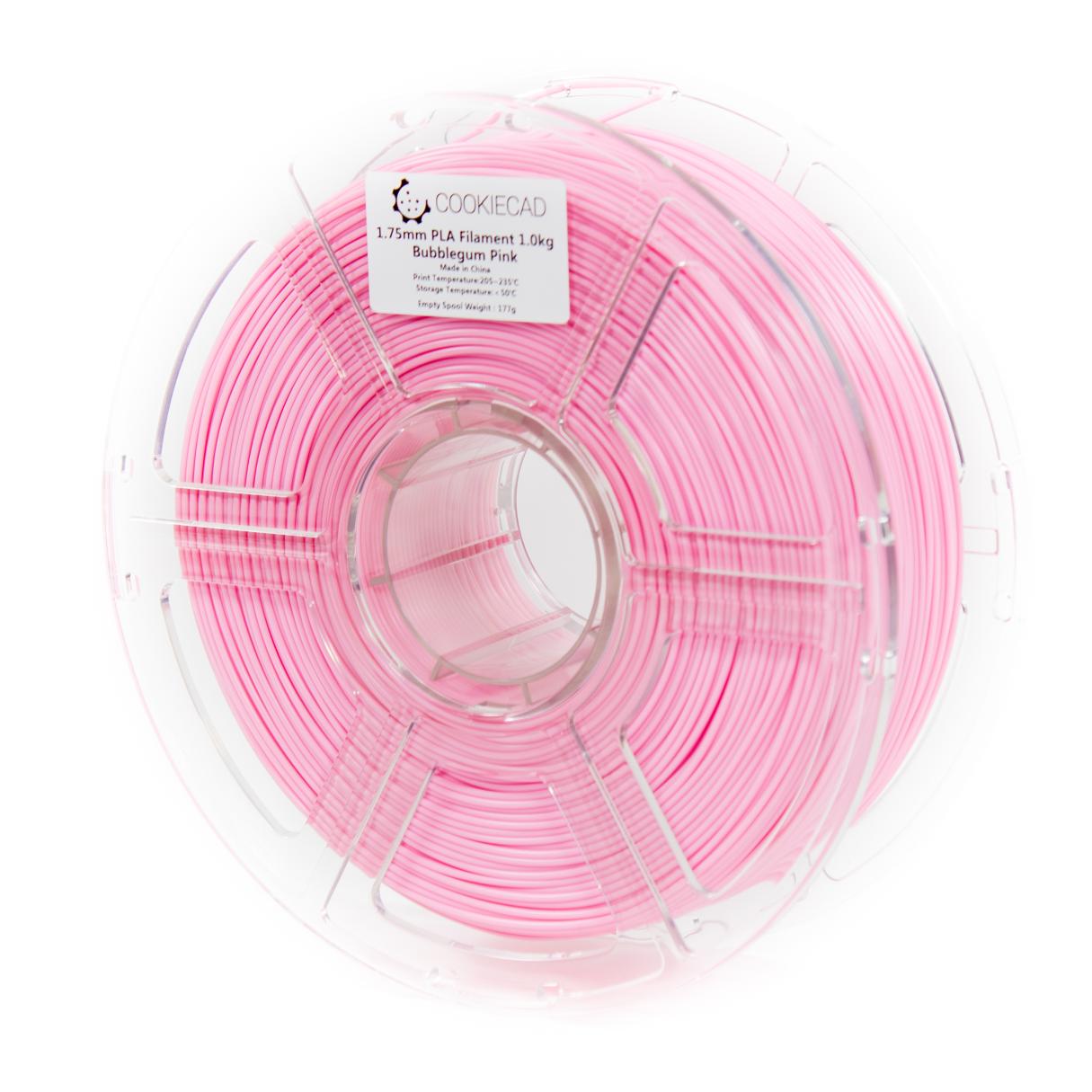 Cookiecad Bubblegum Pink PLA filament 1.75mm 1kg – bright playful pink spool