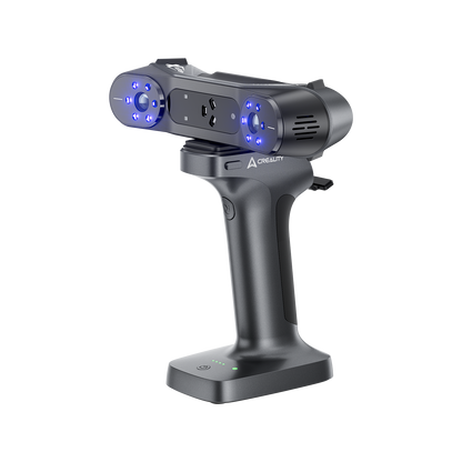 Creality RaptorX specifications infographic – 0.02mm accuracy 34+7 blue laser NIR wireless Wi-Fi 6 5-4000mm range