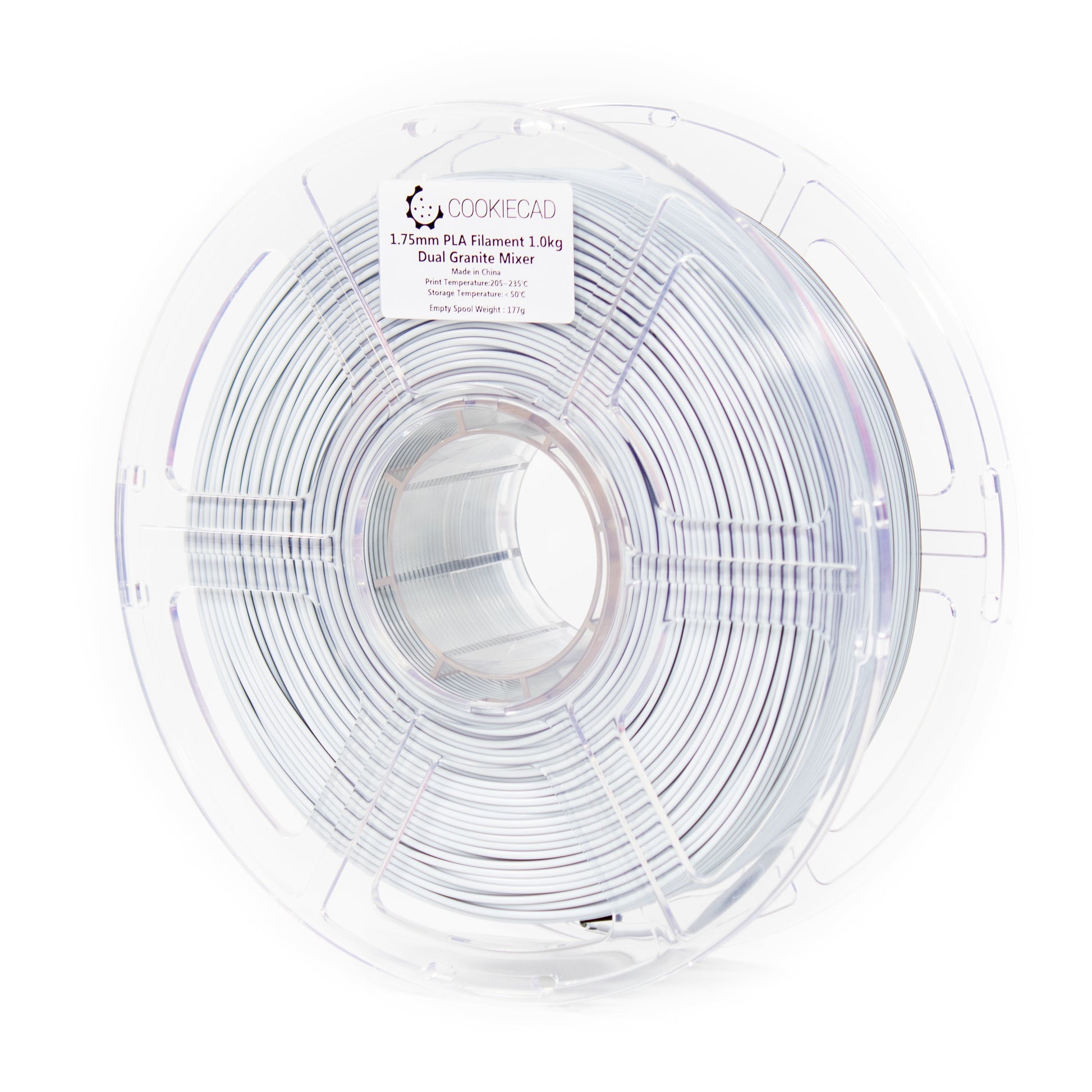 Cookiecad Granite Mixer PLA filament 1.75mm 1kg – black and white coextrusion spool