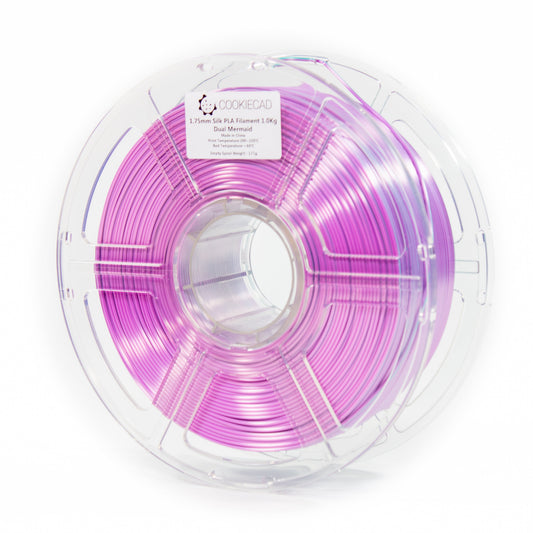 Cookiecad Silk Dual Mermaid PLA filament 1.75mm 1kg – emerald and purple silk coextrusion spool