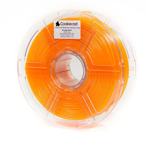 Cookiecad Orange Elixir PLA filament 1.75mm 1kg – warm orange with iridescent shimmer, spool