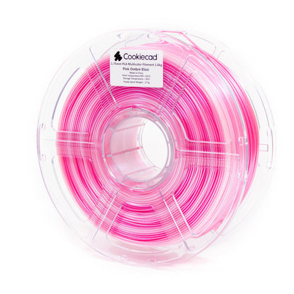 Cookiecad Pink Ombré Elixir PLA filament 1.75mm 1kg – dual-shade pink with iridescent shimmer, spool