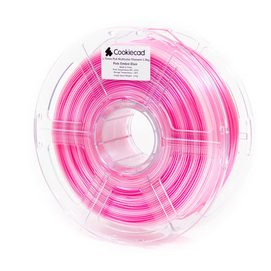 Cookiecad Pink Ombré Elixir PLA filament 1.75mm 1kg – dual-shade pink with iridescent shimmer, spool