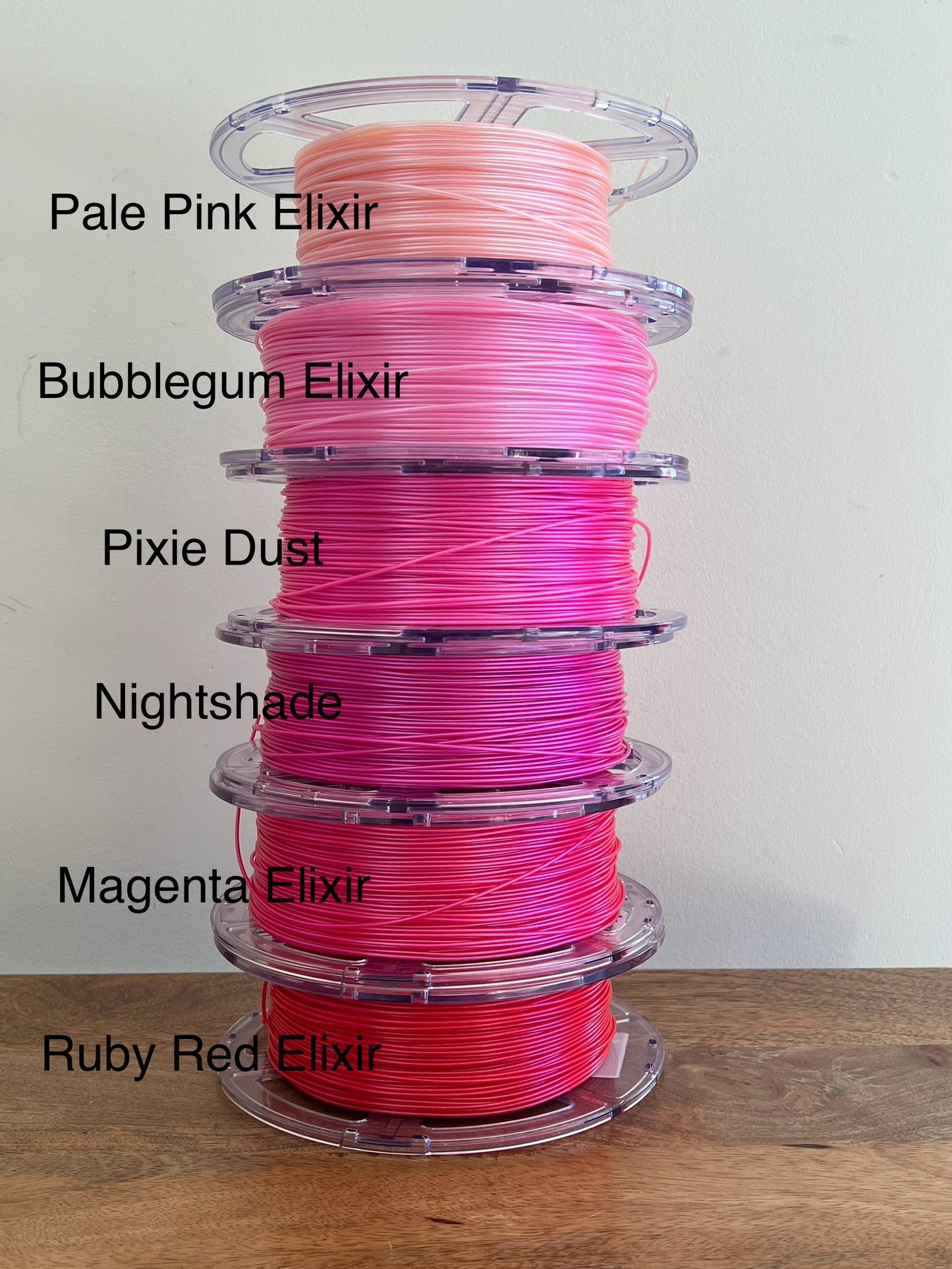 Cookiecad Magenta Elixir PLA filament detail – shimmer surface