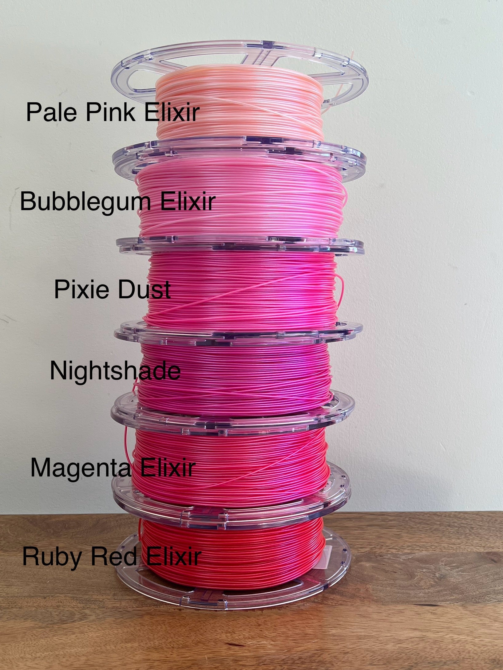 Cookiecad Magenta Elixir PLA filament detail – shimmer surface
