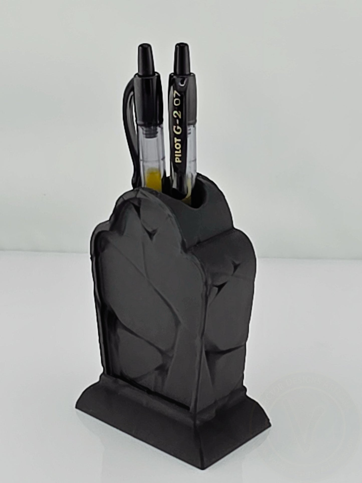 3D printed gravestone pencil holder shown with pens, gothic desk organizer