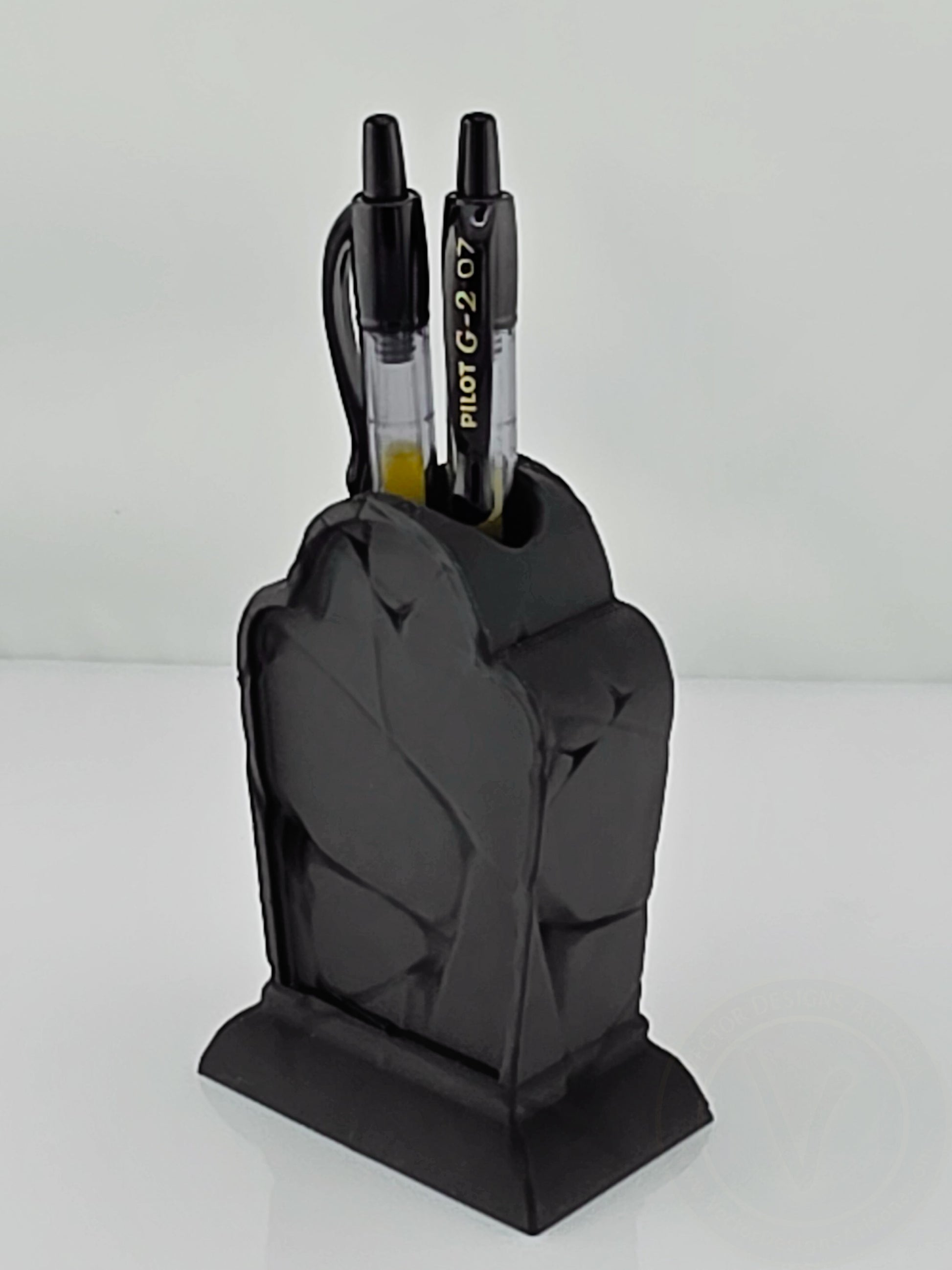3D printed gravestone pencil holder shown with pens, gothic desk organizer