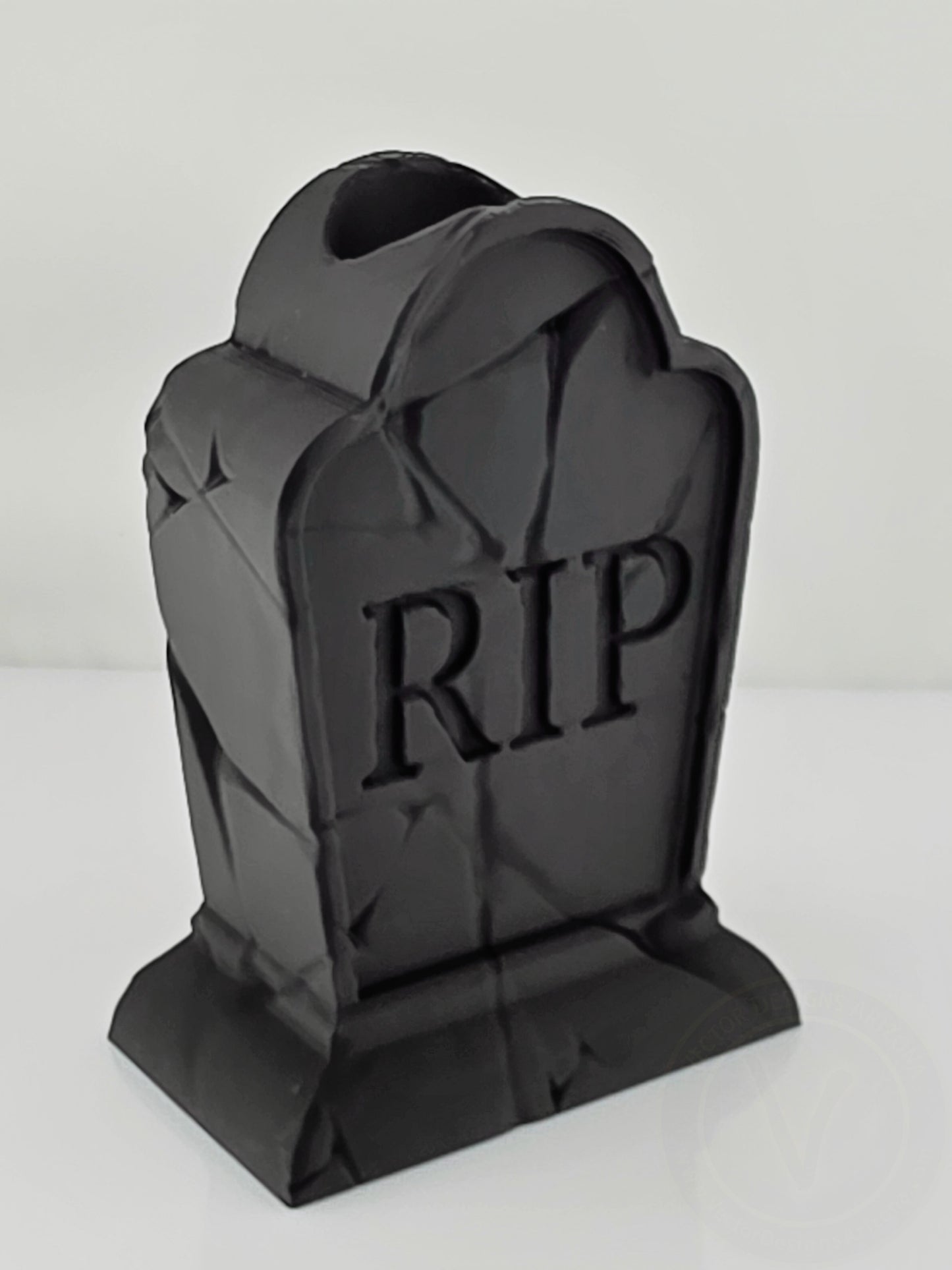 Handmade 3D printed gravestone vase, gothic tombstone design for spooky home decor