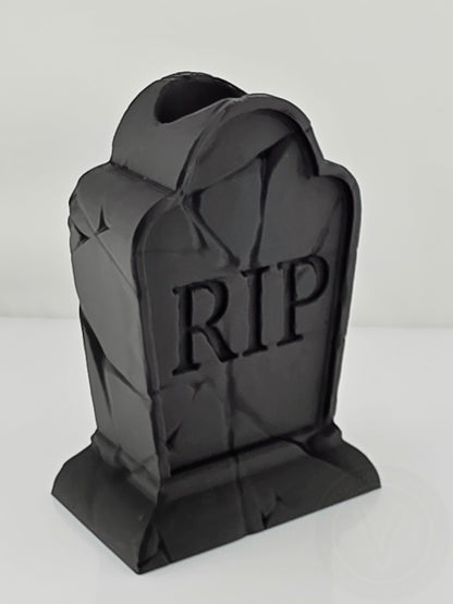Handmade 3D printed gravestone vase, gothic tombstone design for spooky home decor