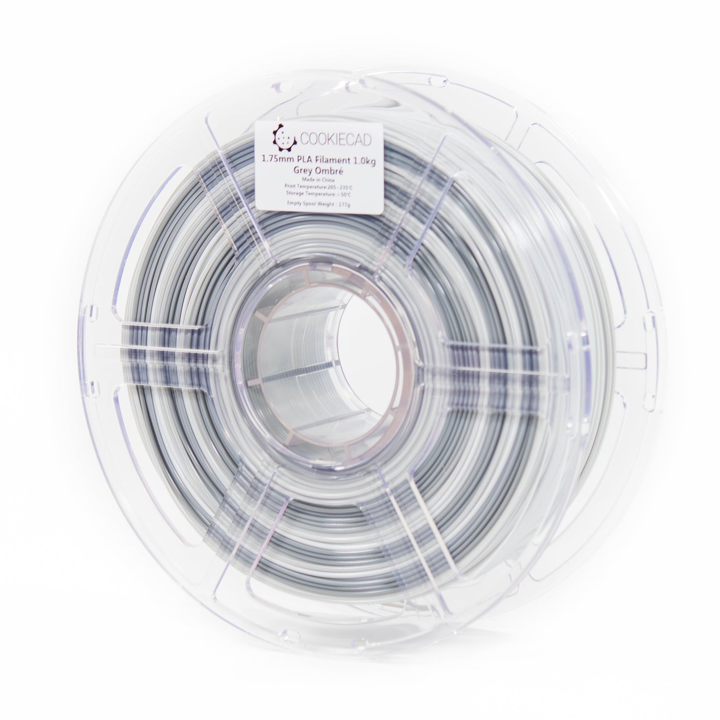 Cookiecad Gray Ombré PLA filament 1.75mm 1kg – dual-shade gray gradient spool