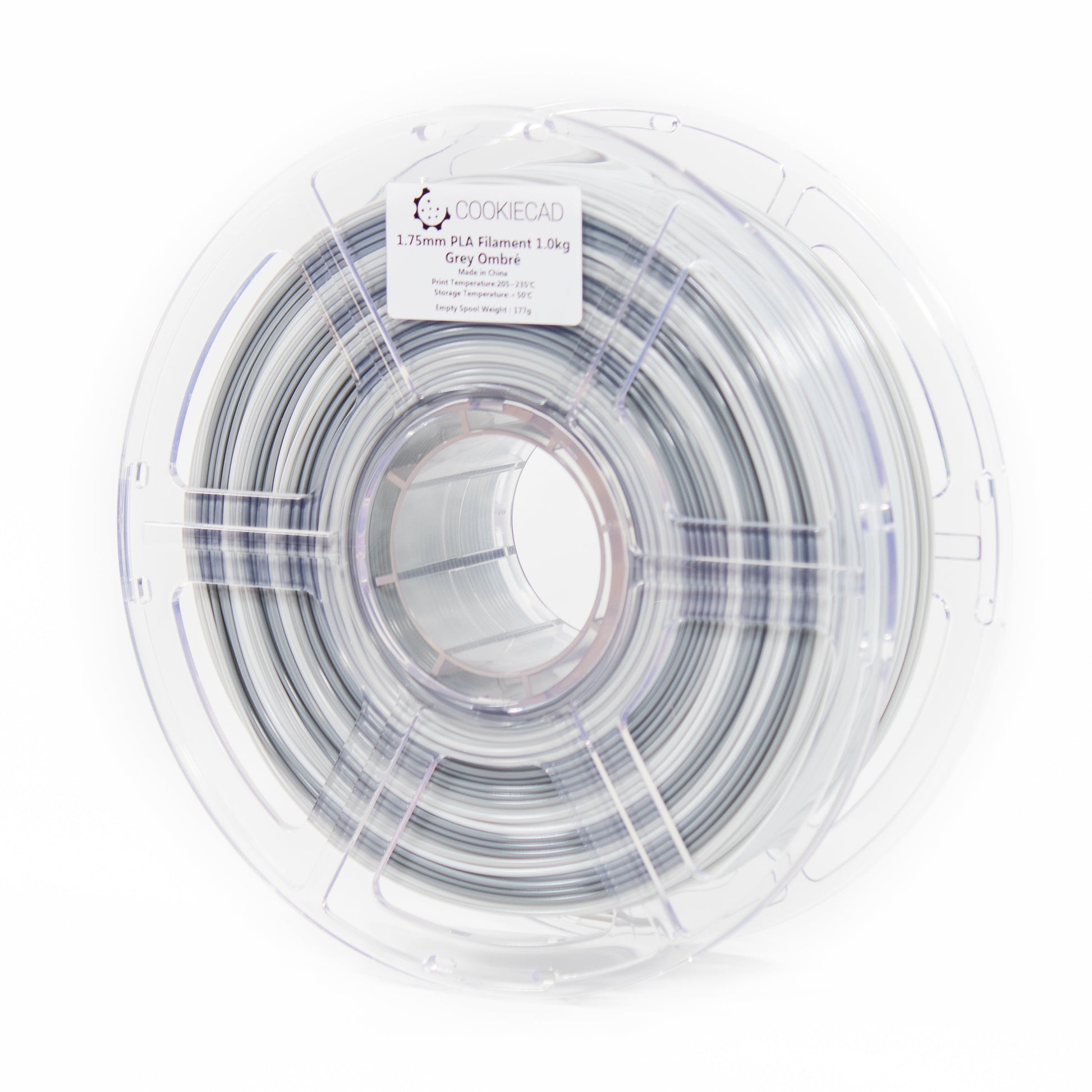 Cookiecad Gray Ombré PLA filament 1.75mm 1kg – dual-shade gray gradient spool