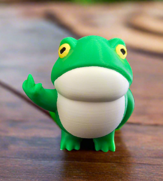 Disgruntled Frog | 3D Printed Funny Frog Figurine – VectorDesignsArizona