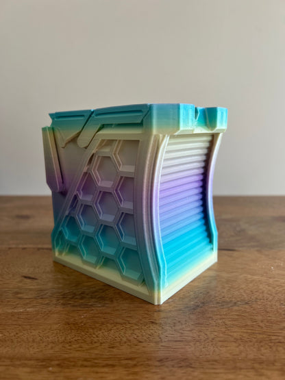 Cookiecad Silk Pastel Rainbow PLA filament detail – silk rainbow gradient zones