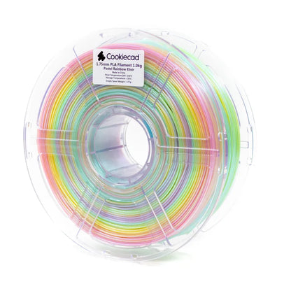 Cookiecad Pastel Rainbow Elixir PLA filament 1.75mm 1kg – pastel rainbow gradient with shimmer, spool
