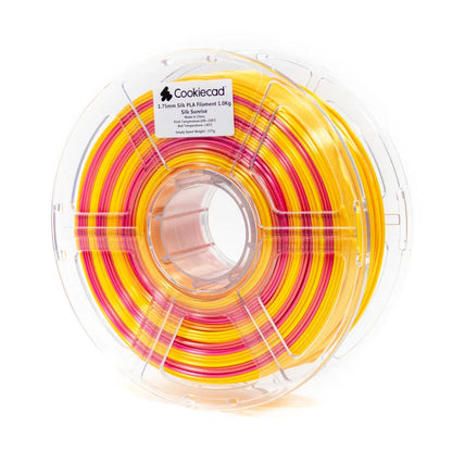 Cookiecad Silk Sunrise PLA filament 1.75mm 1kg – warm sunrise tone with glossy silk finish, spool