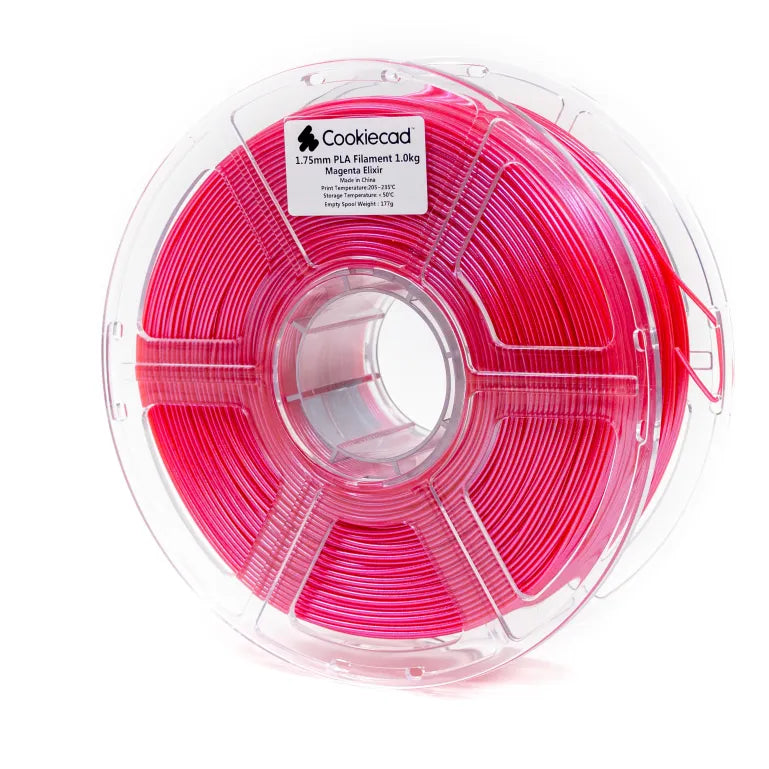 Cookiecad Magenta Elixir PLA filament 1.75mm 1kg – vivid magenta with iridescent shimmer, spool
