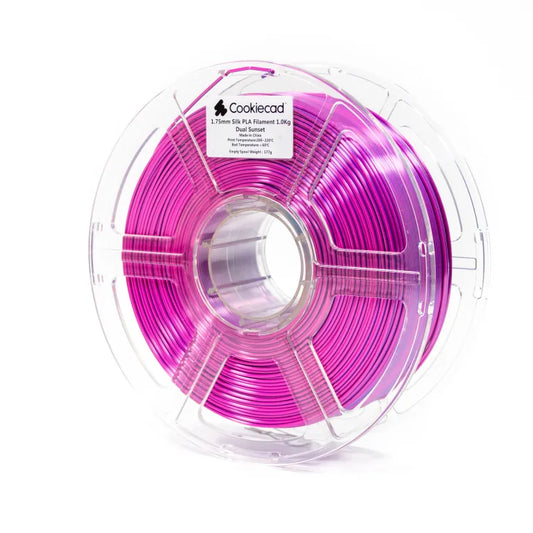 Cookiecad Silk Dual Sunset PLA filament 1.75mm 1kg – blue and pink-red silk coextrusion spool