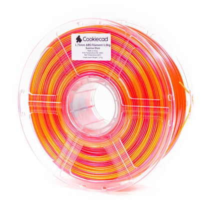 Cookiecad Sunrise Elixir ABS filament 1.75mm 1kg – yellow to red gradient with shimmer, spool