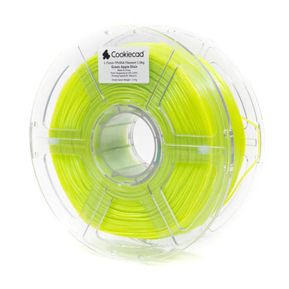 Cookiecad Green Apple Elixir TPU 95A filament 1.75mm 1kg – vivid green with blue shimmer, flexible spool