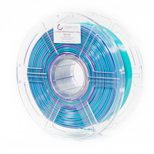 Cookiecad Mermaid PETG filament 1.75mm 1kg – emerald to teal to purple gradient, 1kg spool