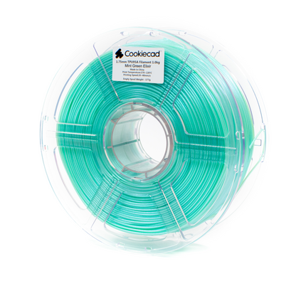 Cookiecad Mint Green Elixir TPU 95A filament 1.75mm 1kg – mint green with iridescent blue tint, flexible spool