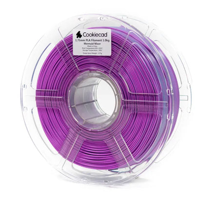 Cookiecad Mermaid Mixer PLA filament 1.75mm 1kg – green and purple coextrusion spool
