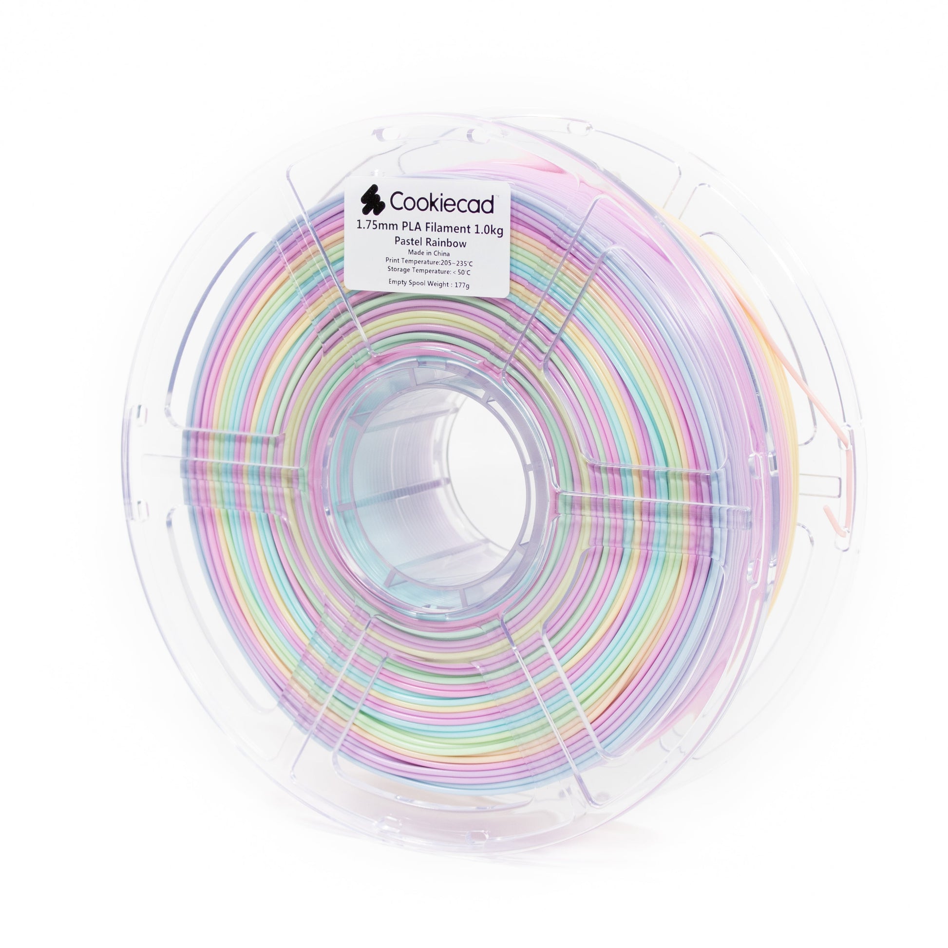 Cookiecad Pastel Rainbow PLA filament 1.75mm 1kg – full pastel rainbow gradient spool