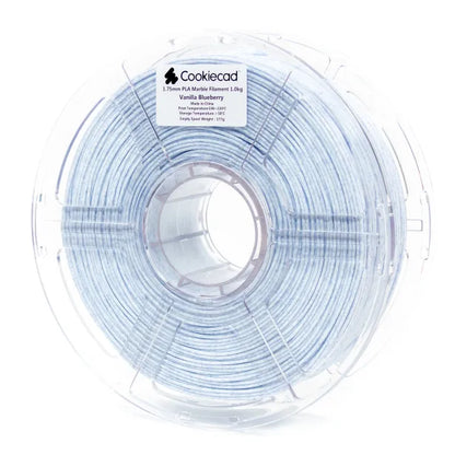Cookiecad Vanilla Blueberry PLA filament 1.75mm 1kg – creamy white with blueberry chip-style speckling, spool