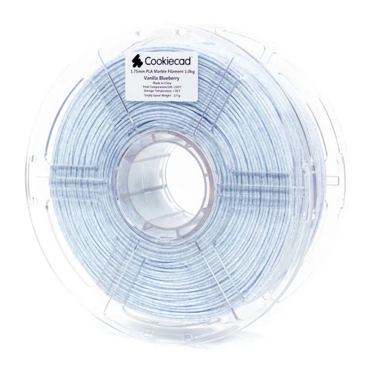 Cookiecad Vanilla Blueberry PLA filament 1.75mm 1kg – creamy white with blueberry chip-style speckling, spool
