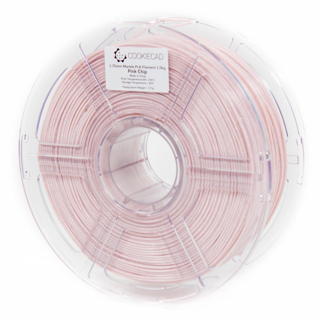 Cookiecad Pink Chip Marble PLA filament 1.75mm 1kg – pink with marble specs, spool
