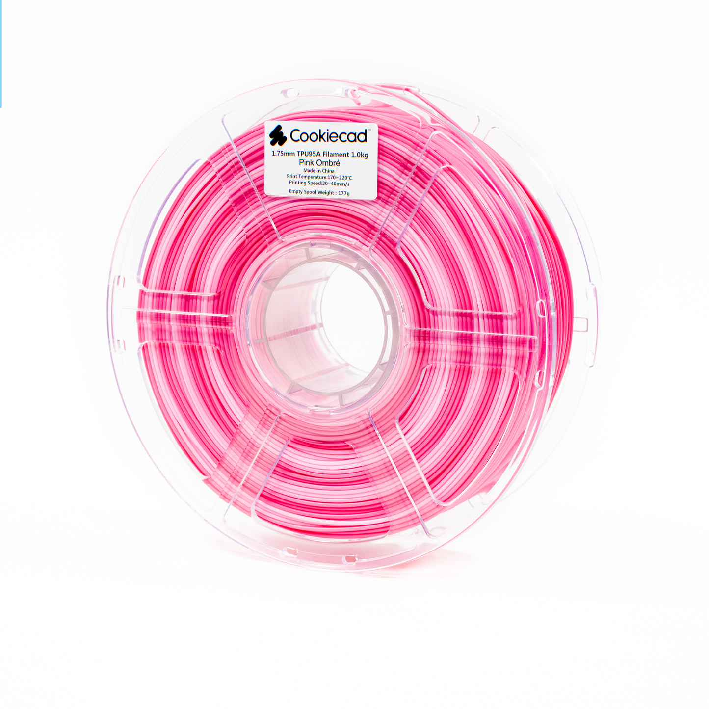 Cookiecad Pink Ombre TPU 95A filament 1.75mm 1kg – dual-shade pink gradient, flexible spool
