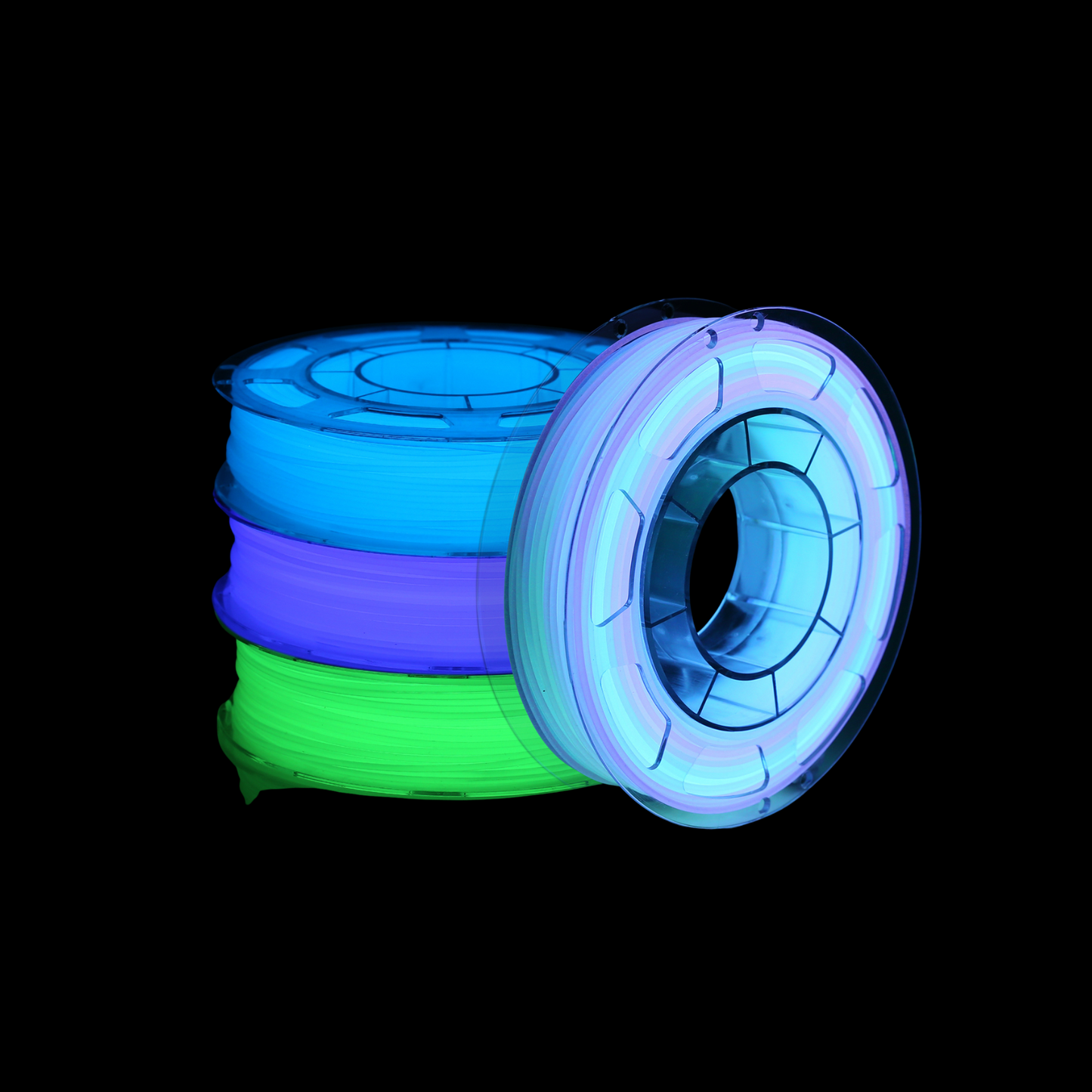 AMOLEN Glow-in-the-Dark PLA variety pack — four-spool bundle product overview