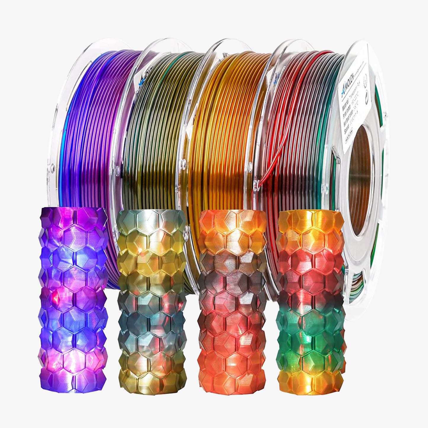AMOLEN Crystal-Transparent Gradient PLA variety pack — product overview 1.75mm