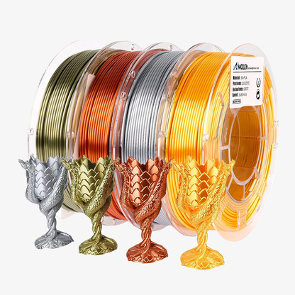 AMOLEN Silk PLA Variety Pack 4×200g — 5-colorway filament bundle 1.75mm