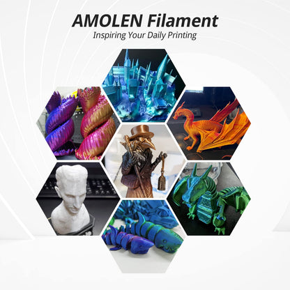 AMOLEN S-Series A Silk PLA product detail — Black Blue Purple spiral transition on spool