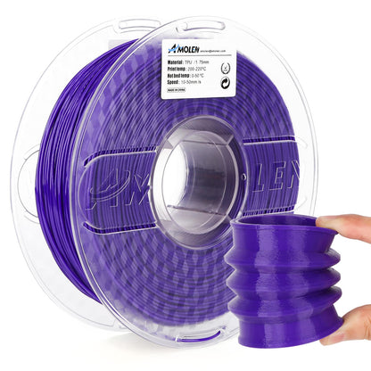 Solid Purple TPU Basic flexible filament spool — AMOLEN 1.75mm 1KG