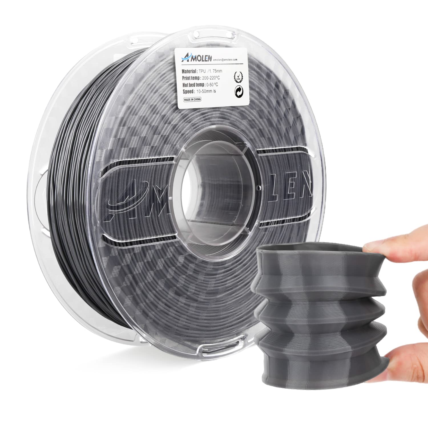 TPU Basic flexible filament spool — grey colorway