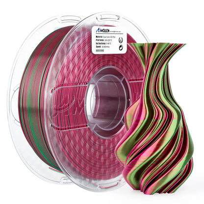 AMOLEN Dual Color Silk PLA — Red Green colorway spool shot