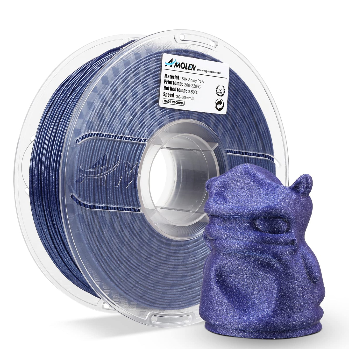 AMOLEN Galaxy Blue PLA filament 1.75mm 1KG spool – deep blue sparkle