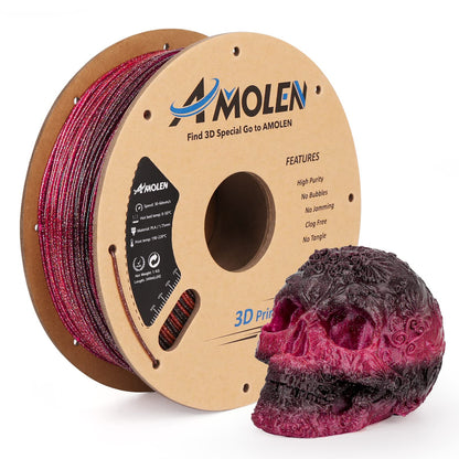 AMOLEN Shiny Silk Black Red PLA filament 1.75mm 1KG spool