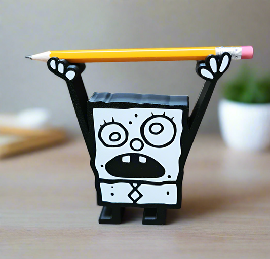 Portalápices estilo bob con dibujo nostálgico impreso en 3D