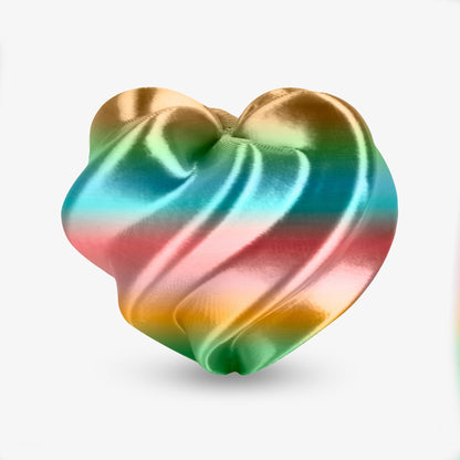 Silk Rainbow Fusion PLA filament spool — multi-hue gradient blending warm and cool tones