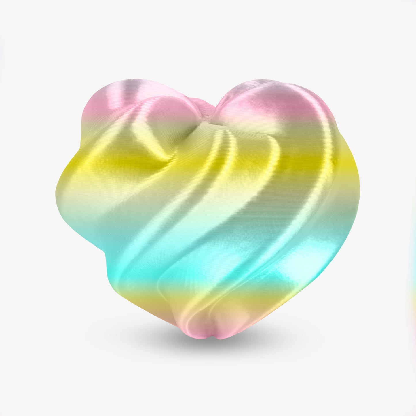 Silk Rainbow Yellow Pink Blue PLA filament spool — warm yellow to pink to blue gradient arc