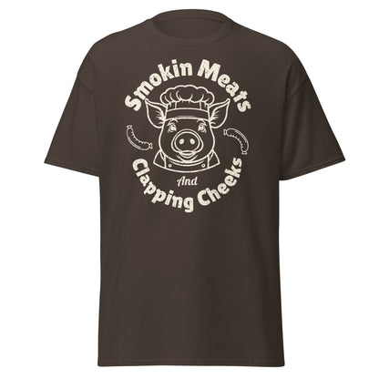 funny bbq graphic t-shirt Smokin Meats and Clapping Cheeks humor tee VectorDesignsArizona