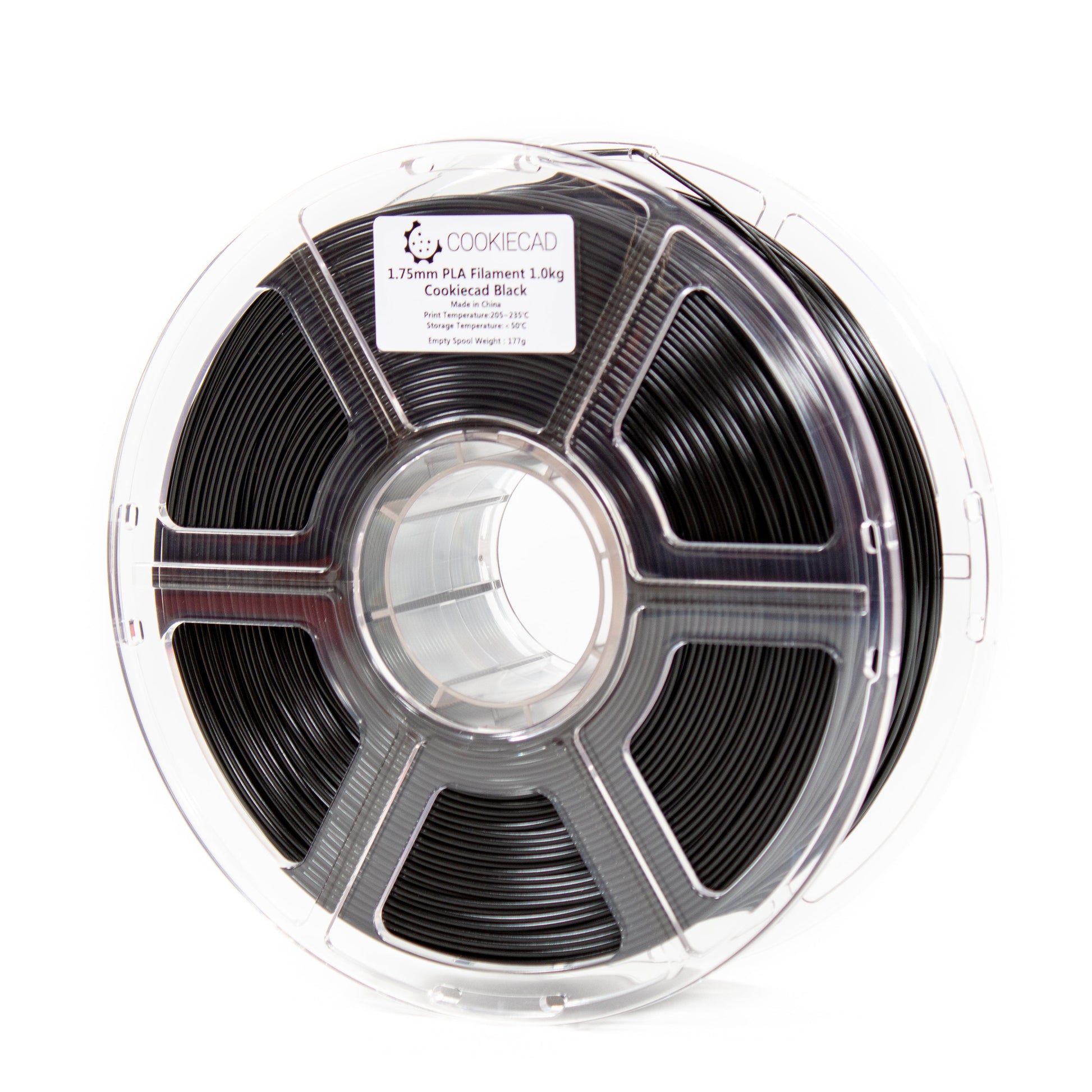 Cookiecad Black PLA filament 1.75mm 1kg – deep solid black spool