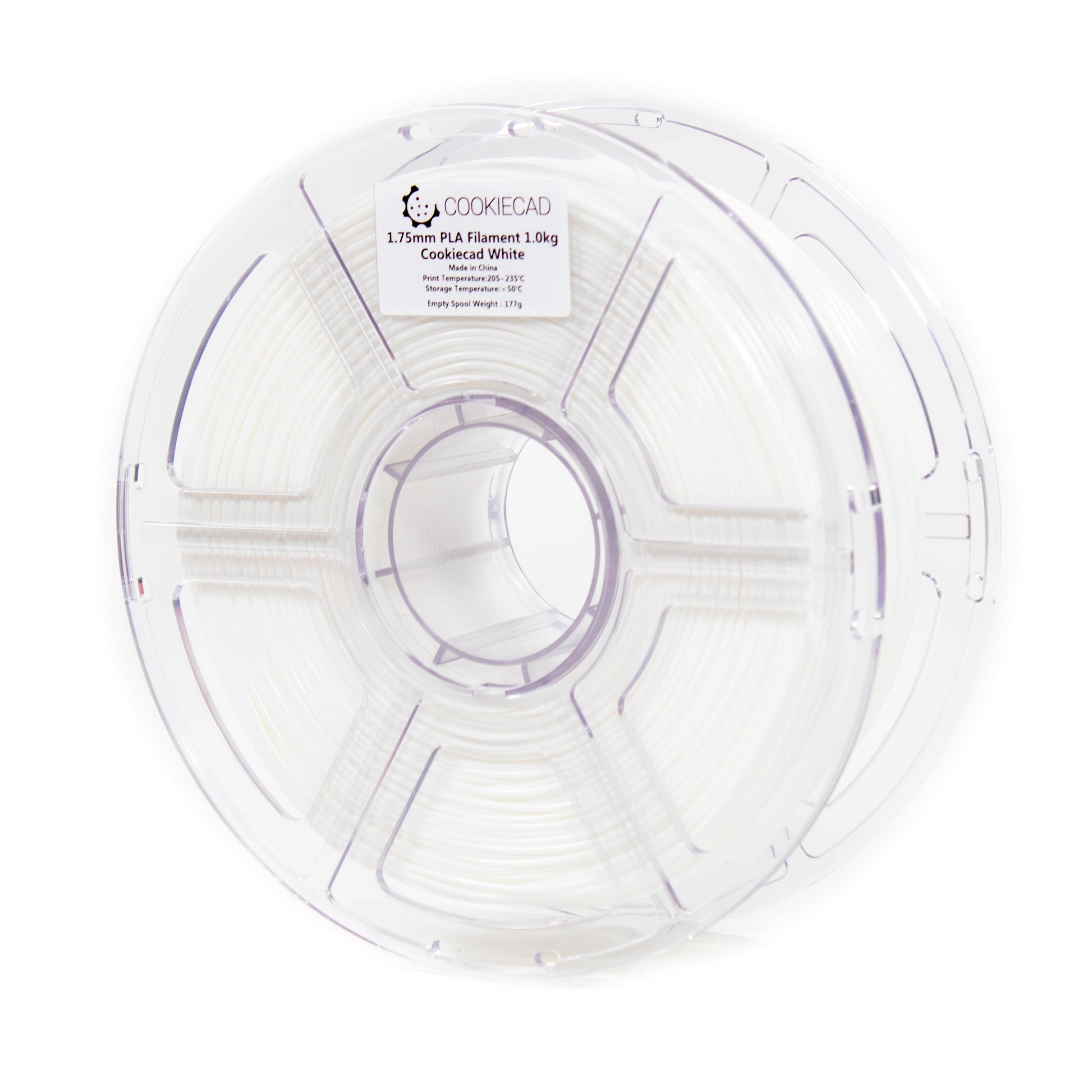 Cookiecad White PLA filament 1.75mm 1kg – clean bright white spool